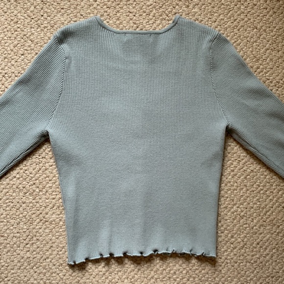 Blue Embroidered Daisy Button Cardigan - Picture 3 of 5